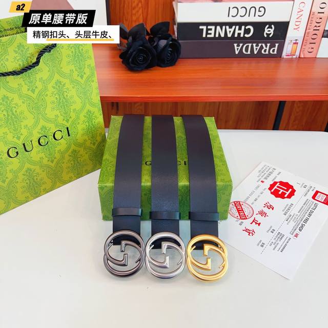 gucc Original New Product From Gucci G. The Belt Is Made Of Double-Sided Ital