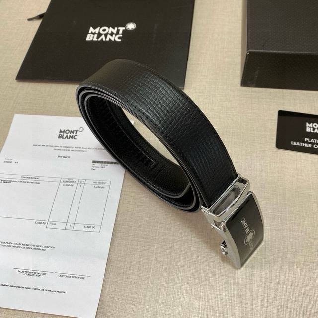 Brand Montblanc New Automatic Belt Grade First Layer Original Leather Don't Comp