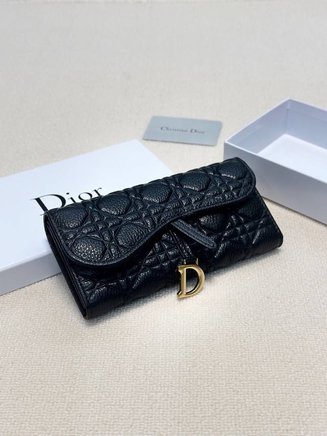 Color Black Size 19X10 Dior Fashion Wallet Top Layer Cowhide Embossed Cabinet Su