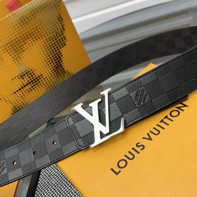 lv Check Double-Sided Belt With Damier Infini Embossed Leather And Deep Damie
