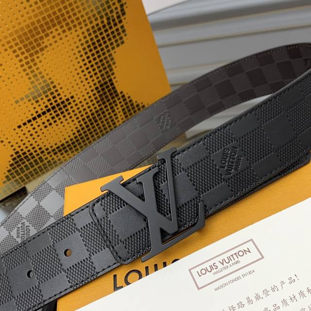 lv Check Double-Sided Belt With Damier Infini Embossed Leather And Deep Damie