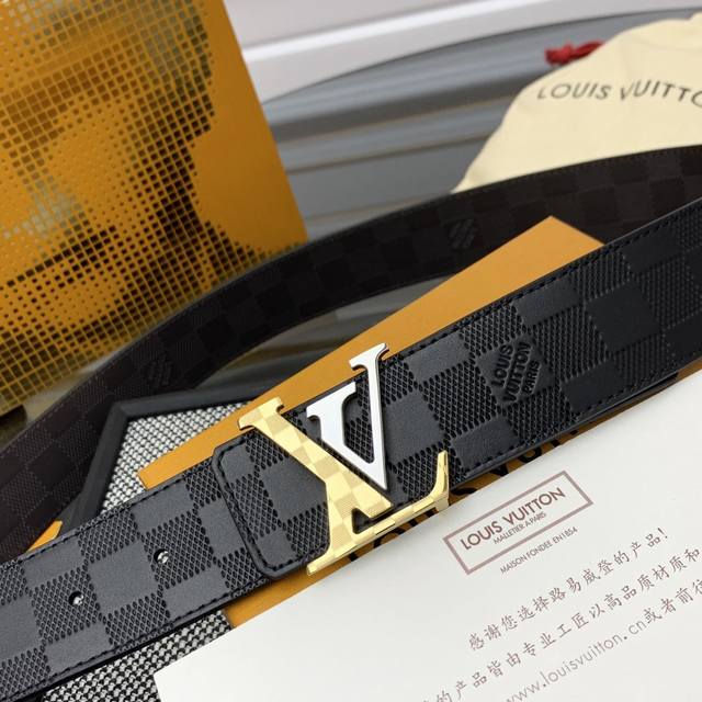 lv Check Double-Sided Belt With Damier Infini Embossed Leather And Deep Damie