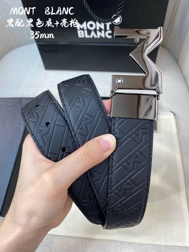 montblanc Width 3.5Cm, Made Of Top Layer Cowhide, Embossed Fine Steel Buckle,
