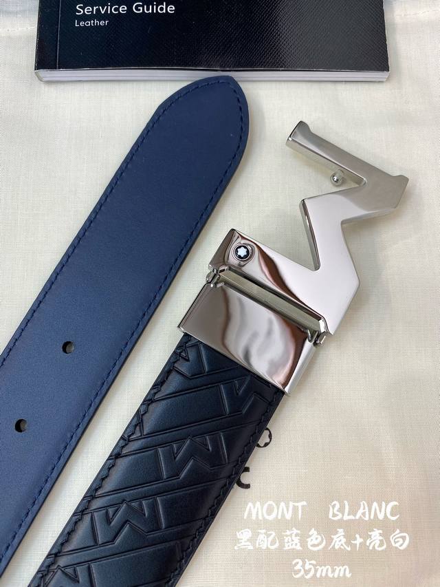 montblanc Width 3.5Cm Made Of Top Layer Cowhide Embossed Fine Steel Buckle Fr
