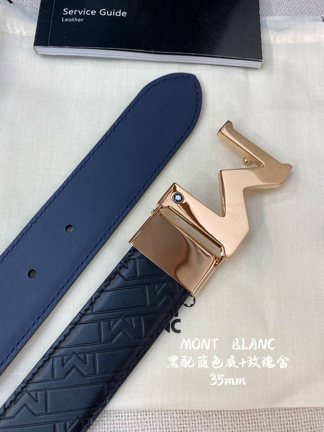 montblanc Width 3.5Cm Made Of Top Layer Cowhide Embossed Fine Steel Buckle Fr