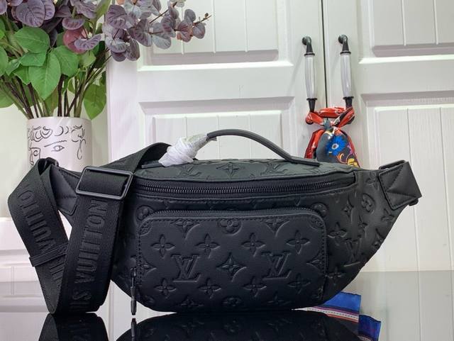 Louis Vuitton Rush Bumbag M47058 Black Horizontal Stripe Made From Monogram Shad