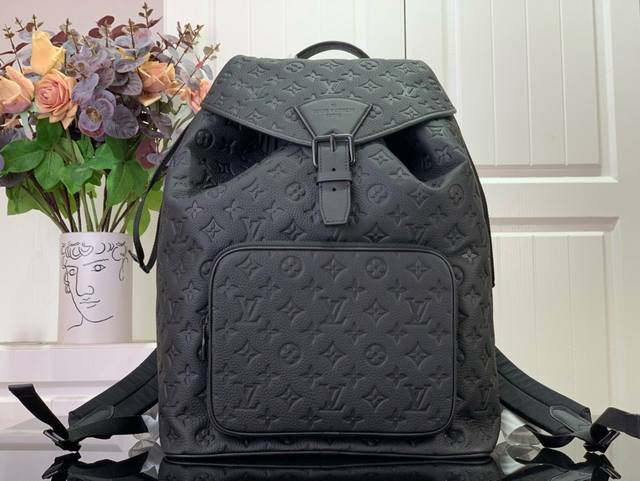 Louis Vuitton Montsouris Backpack M23127 Black Embossed This Montsouris Backpack