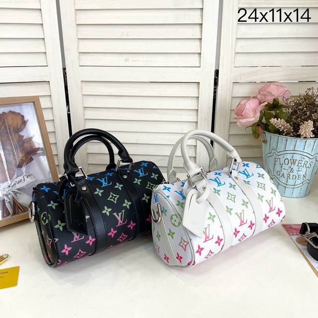 Louis Vuitton Keepall Bandouliere 25 Handbag M12684 Green Flower Variable Chip T