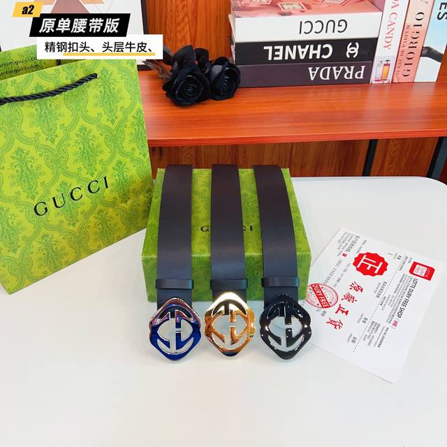 gucc Original New Product From Gucci G. The Belt Is Made Of Double-Sided Ital