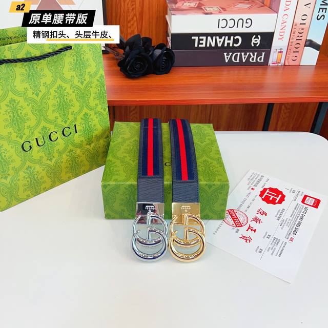 gucc Original New Product From Gucci G. The Belt Is Made Of Double-Sided Ital