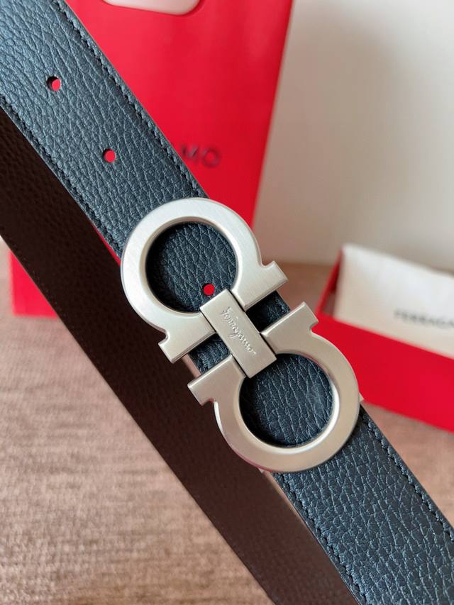 Ferragamo Width 3.5Cm High-End Custom Men's Belt Double-Sided Imported Cowhide C