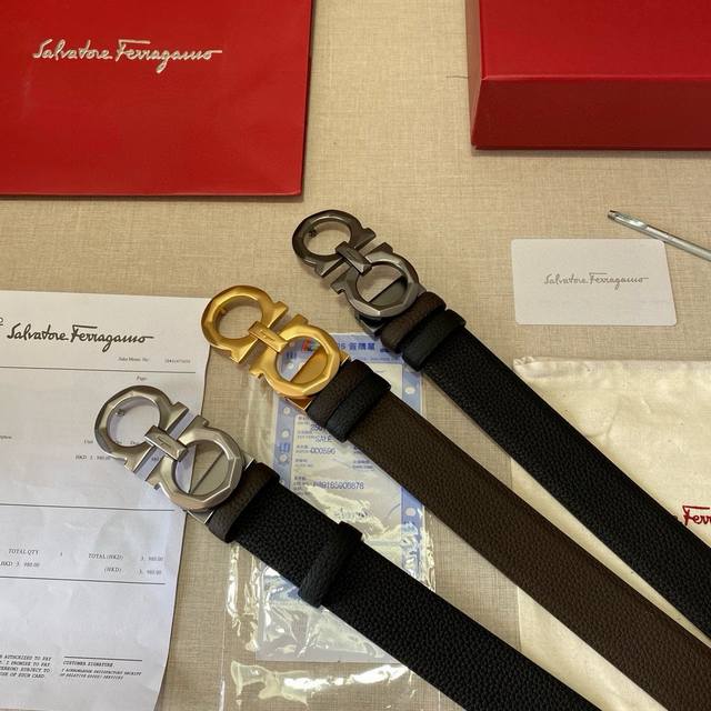 Brand Ferragamo Steel Buckle Grade Original Private Goods. Imported Top Layer Co