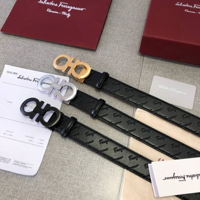 Brand Ferragamo Steel Buckle Grade Original Private Goods. Customized Top Layer