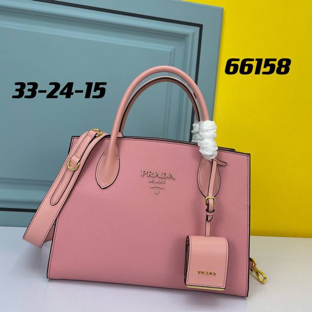 Counter High Quality Prada.#66158 Imported Coarse Cross Leather Imported Calf Le