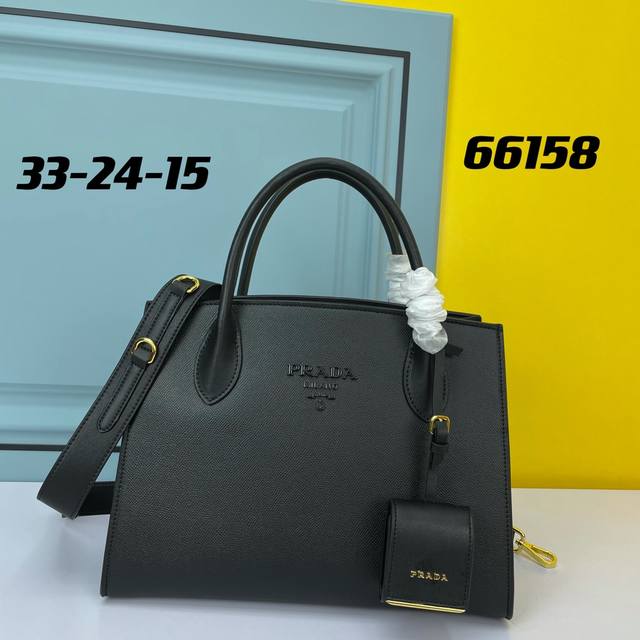 Counter High Quality Prada.#66158 Imported Coarse Cross Leather Imported Calf Le