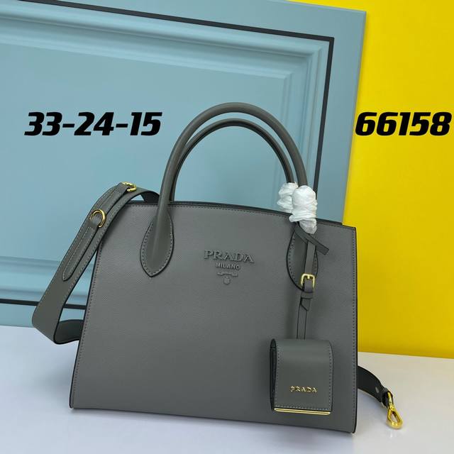 Counter High Quality Prada.#66158 Imported Coarse Cross Leather Imported Calf Le