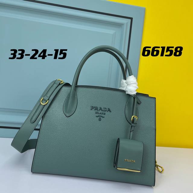 Counter High Quality Prada.#66158 Imported Coarse Cross Leather Imported Calf Le