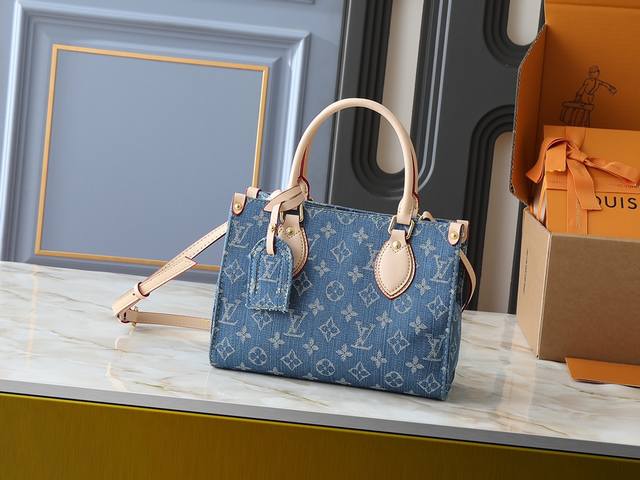 Upgraded Original M14633 M46373 Blue Denim Square Bag This Onthego Small Handbag