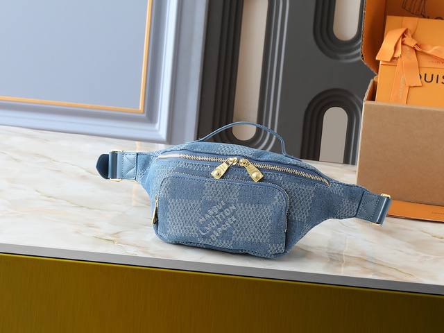 upgraded Original M00205 M43644 This Rush Waist Bag Combines Damier Denim 3D