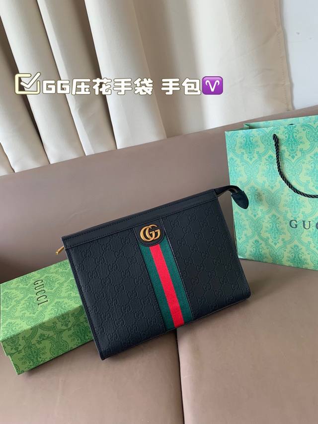 gucci Gucci Leather Gg Embossed Handbag Handbag Clutch Bag Real Shot Original