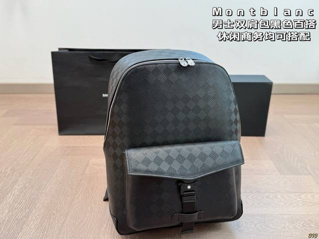 Montblanc Men's Backpack Black Classic The Material Is Very Wear-Resistant Can B