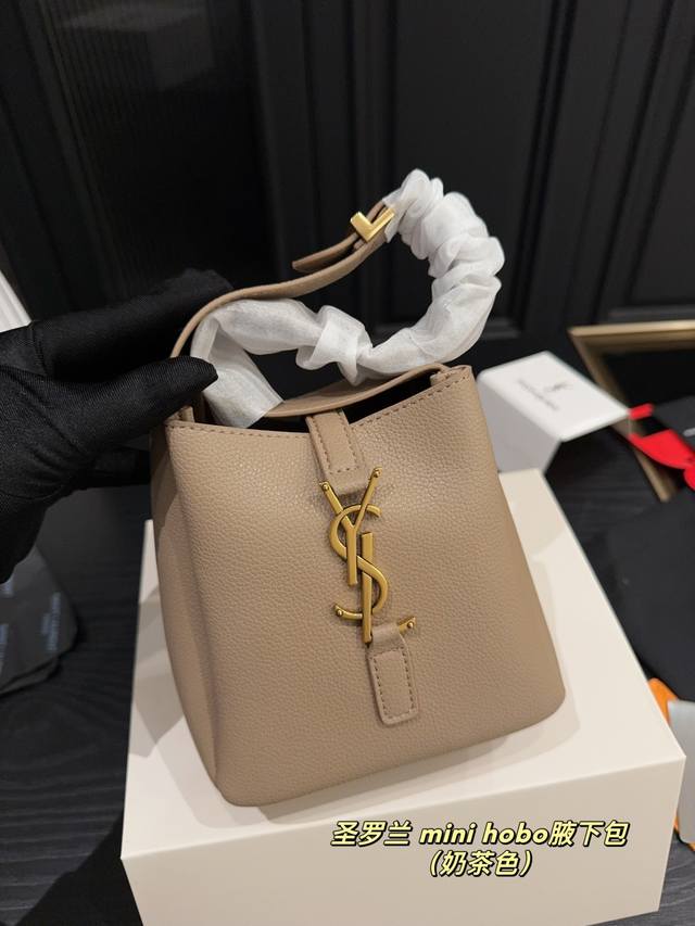 With Folding Box Size 14.14 Yves Saint Laurent Mini Hobo Underarm Bag Soft Natur