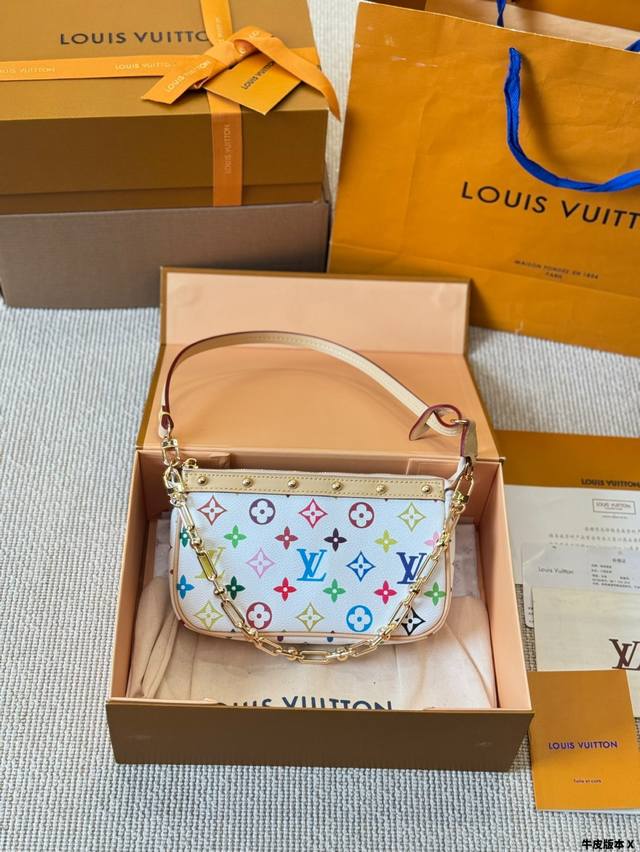 Cowhide Version Lv Takashi Murakami Joint Mahjong Bag 2025 Early Spring Catwalk
