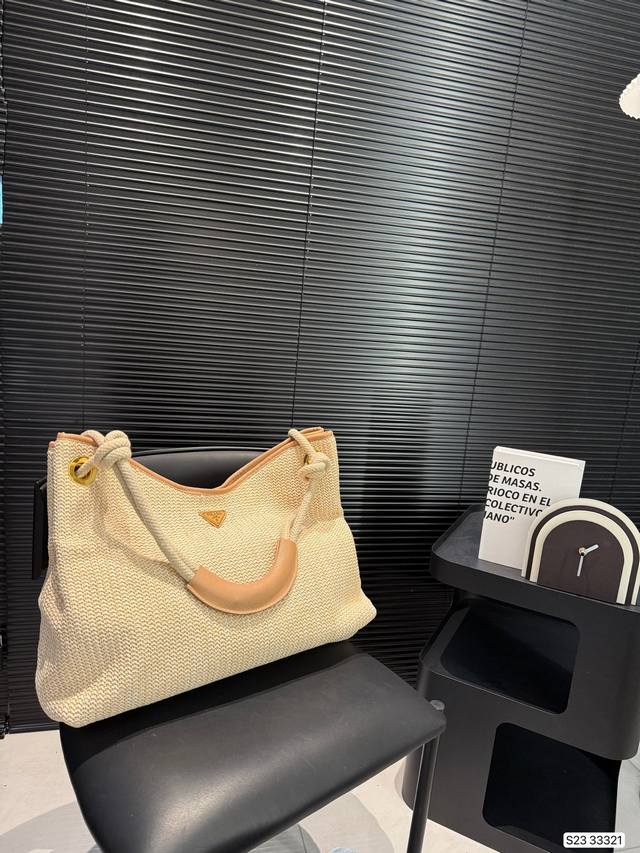 Prada Woven Shopping Bag Prada Tote Bag 24 New Triangle Label Simple Style Gener
