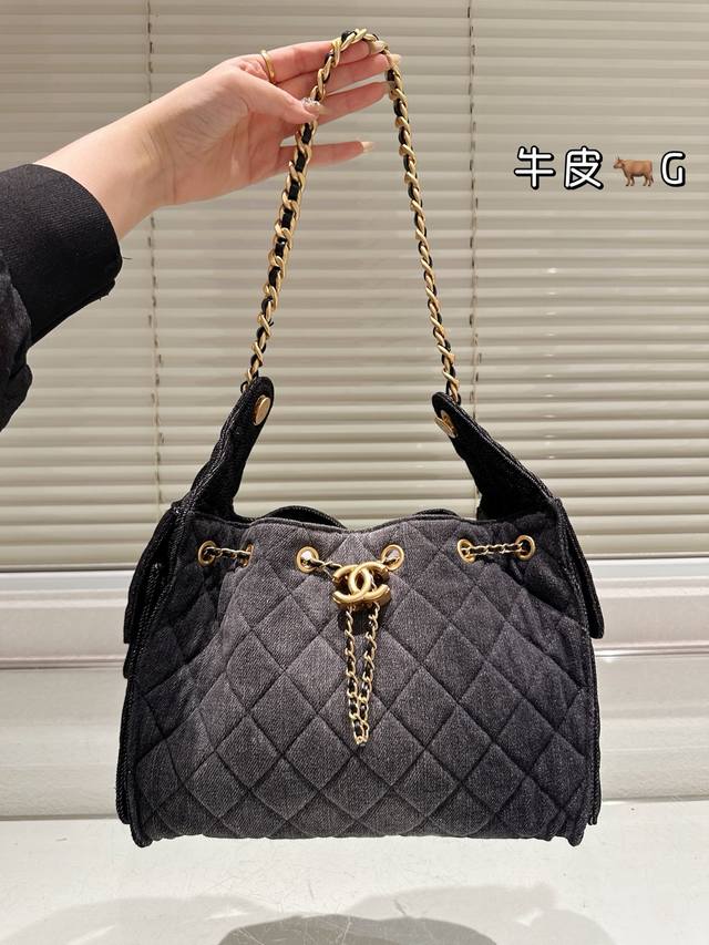 Original Leather Chanel Original Cowhide Hobo Bucket Shipped Super Soft And Skin