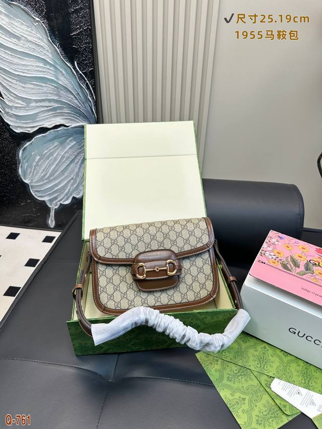 Duty-Free Shop Full Package Gucci 1955 Saddle Bag Cowhide Version Fashionable Es