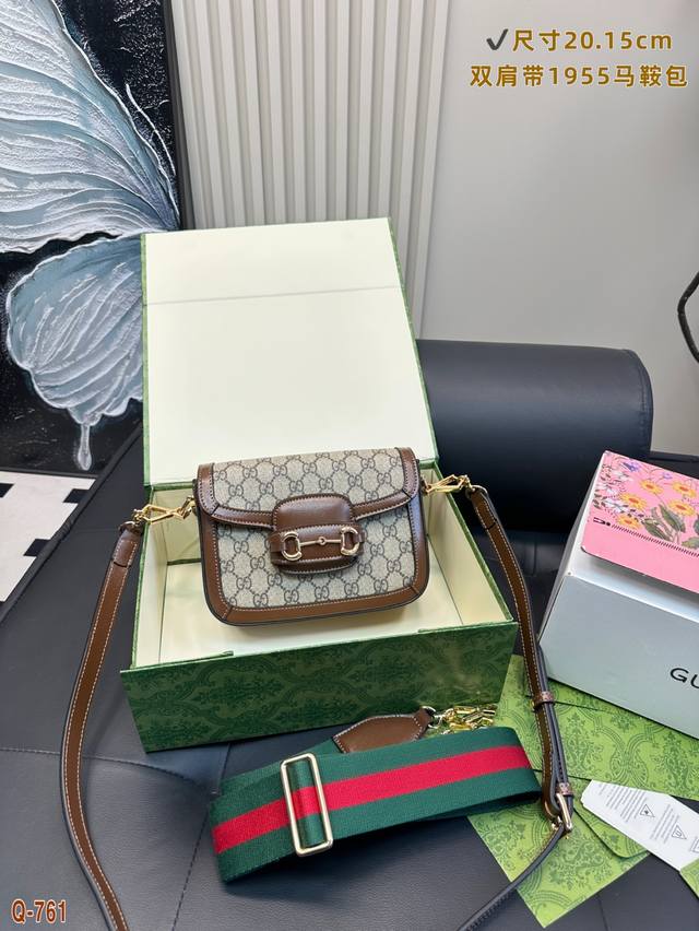 Duty-Free Shop Full Package Gucci1955 Gucci Saddle Bag New Product. Two Shoulder