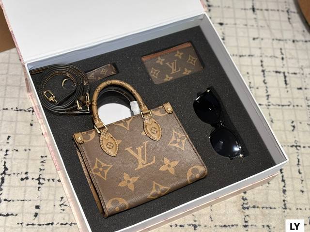 With Folding Box Classic Lv Set New Tote Glasses Pendant Coin Purse Size 19 15