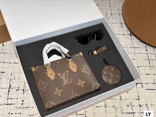 With Folding Box Classic Lv Set New Tote Glasses Pendant Size 25 20