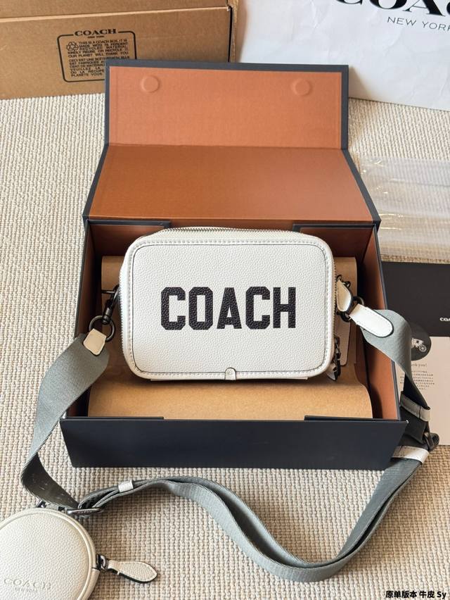 Cowhide Version Coach Black Monogram Charter Camera Bag Light Body Capacity Larg