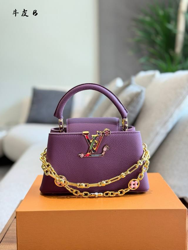 This Cacines Mini Handbag Is Made Of Full-Grain Taurillon Cowhide Leather. The C