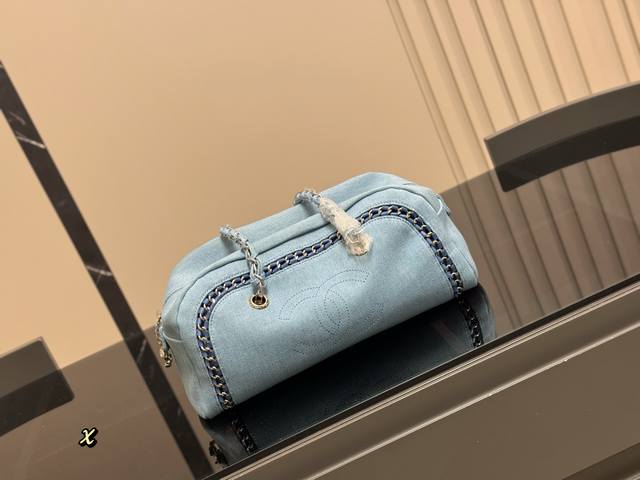 Recommends A Chanel Washed Denim Bowling Handbag Fashionable And Elegant Direct