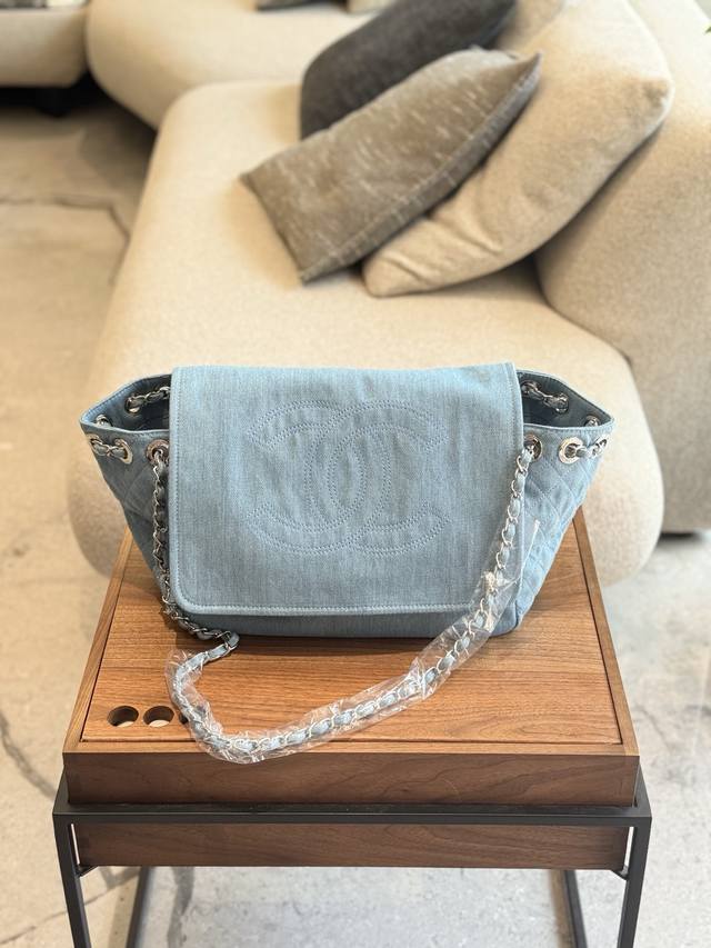 chanel Denim Tote Bag Fashion Casual Not Picky Clothes Size 36 30Cm