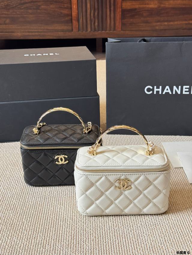 First Layer Leather Chanel Cosmetic Case Bag Lazy And Casual And Easy To Carry F