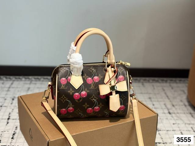 lv Speedy Cherry Print 20 Pillow Bag Lv New Series City Keepal Handbag, The F