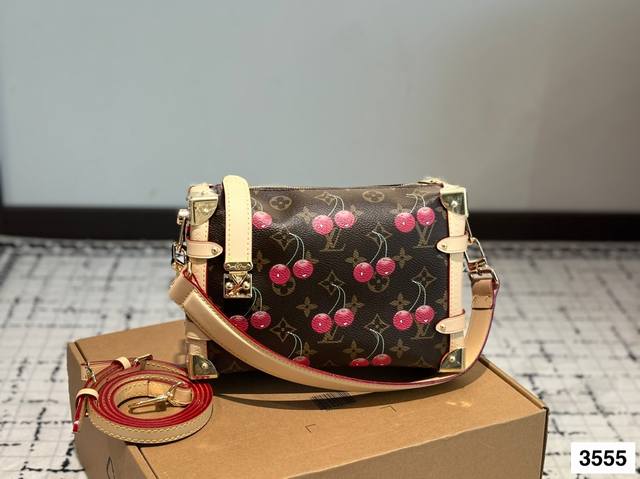 lv Side Trunk Cherry Print Gu Ailing Box Bag Box Bag 24 New Model Is A Soft S