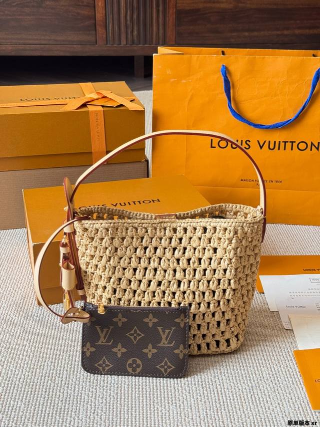 Original Version Lv All Inbb Handbag Is Made Of Monogram Raffia With Shiny Metal