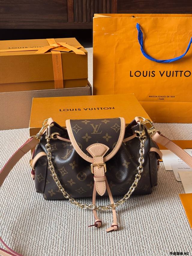 Cowhide Version Lv Odyssee Backpack New Style Old Flower Small Bb Backpack Top C