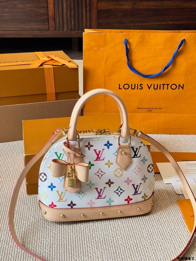 Cowhide Version Lv Lv Alma Bb Cowhide Shell Bag Takashi Murakami Co-Branded Bag