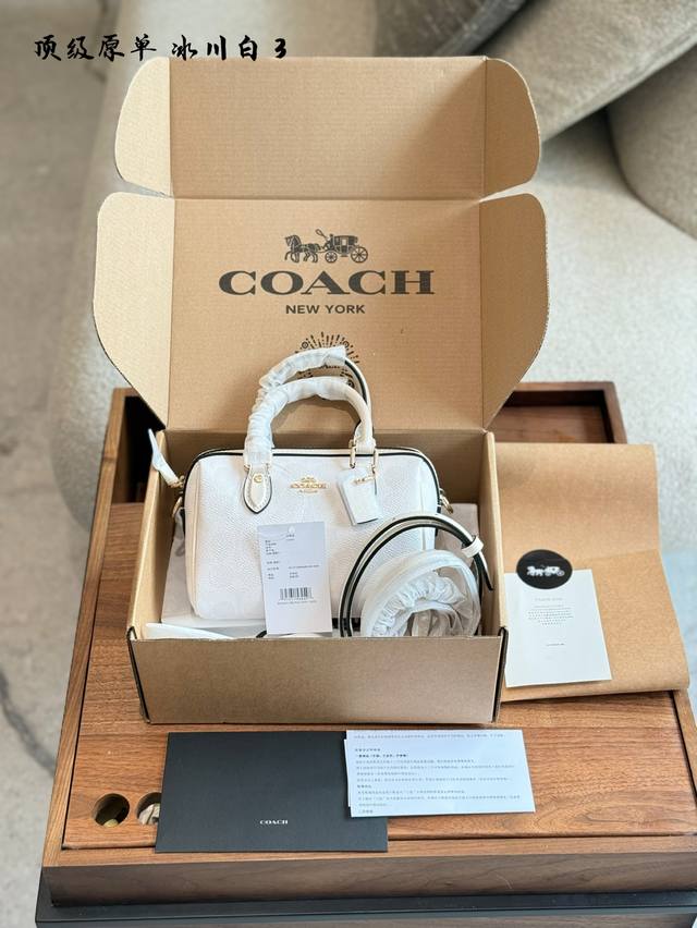 Top Original Coach Latest Rowan Series Mini Boston Bag New Milk Tea Color Matchi