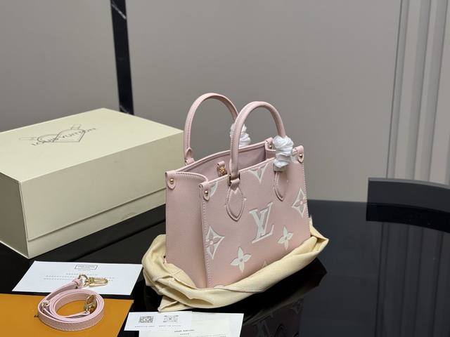 size 25.20Cm Lv Onthego Leather Shopping Bag With Hidden Shoulder Strap Desig
