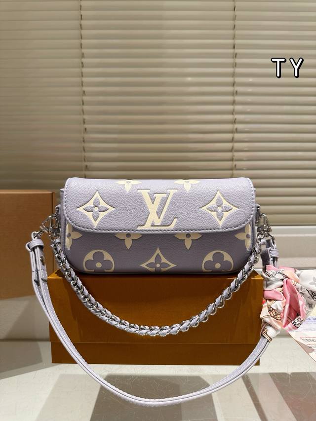 Cowhide Version With Scarf New Lv Louis Vuitton Wallet On Chain Ivy Underarm Bag