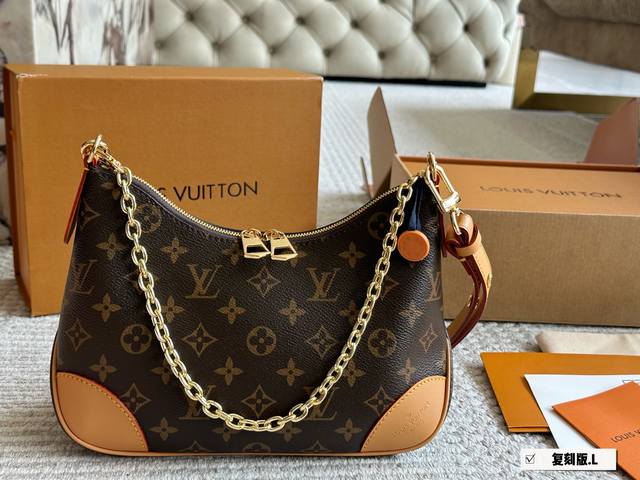 With Box Lv Classic Boulogne Croissant Bag Zipper Old Flower Leather Shoulder St