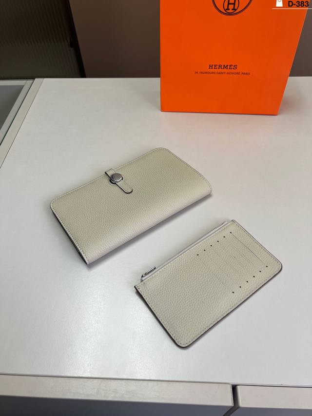 Big Cowhide Hermes Latest Wallet Card Holder Feels Great D-383 Size 10 8 14 10 1