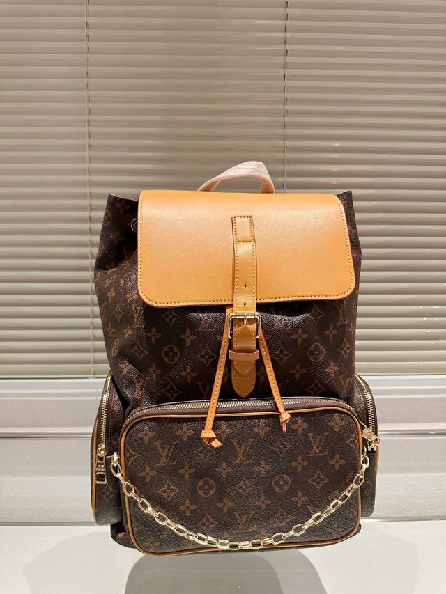 Original Cowhide Louis Vuitton Lv Trio Chain Backpack School Bag Lv Petite Malle