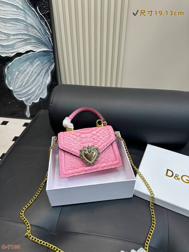 With Gift Box Dolce & Gabbana Handbag Messenger Bag With Crocodile Pattern Retro